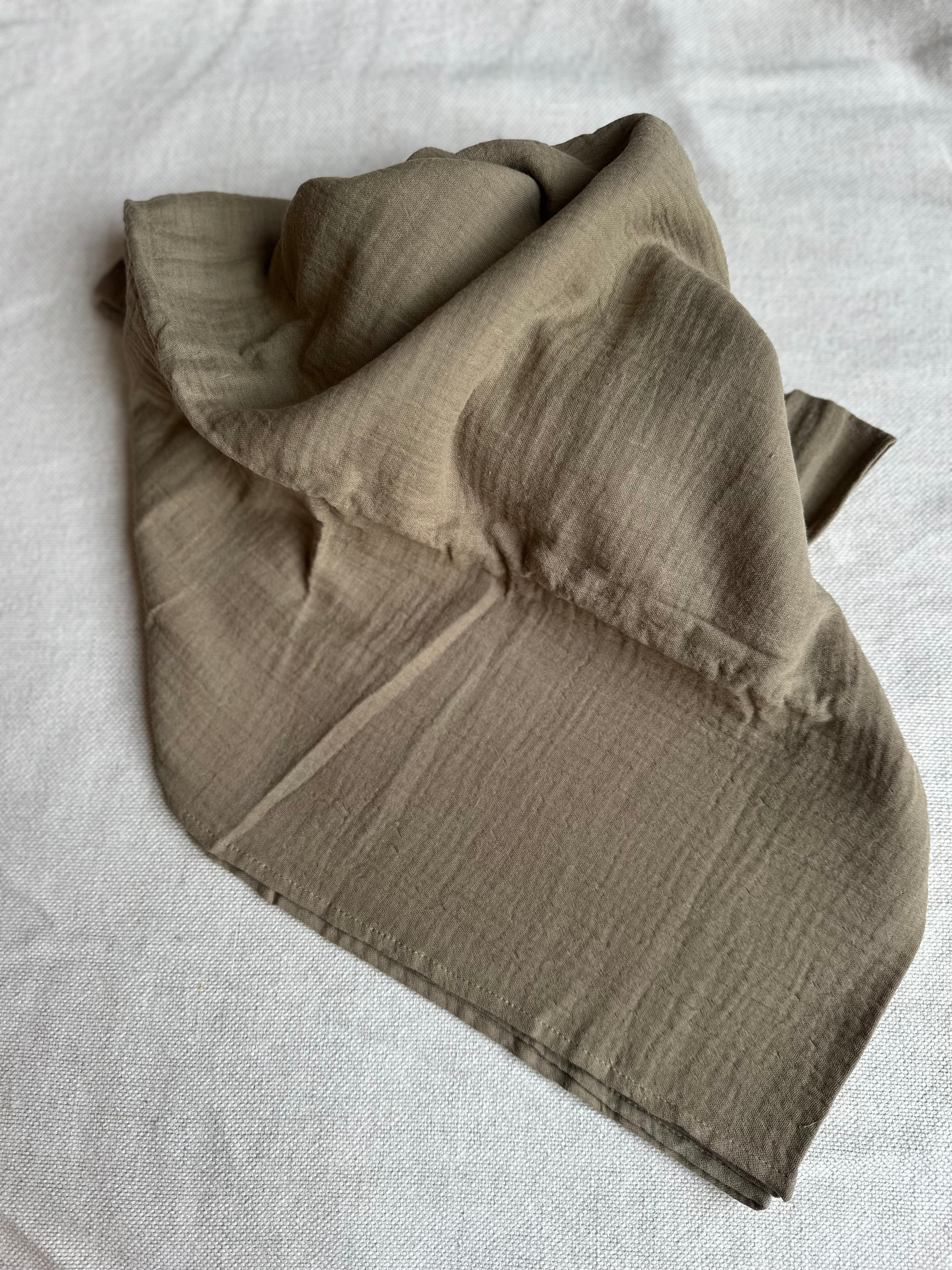 100% COTTON MUSLIN BLANKET - KHAKI
