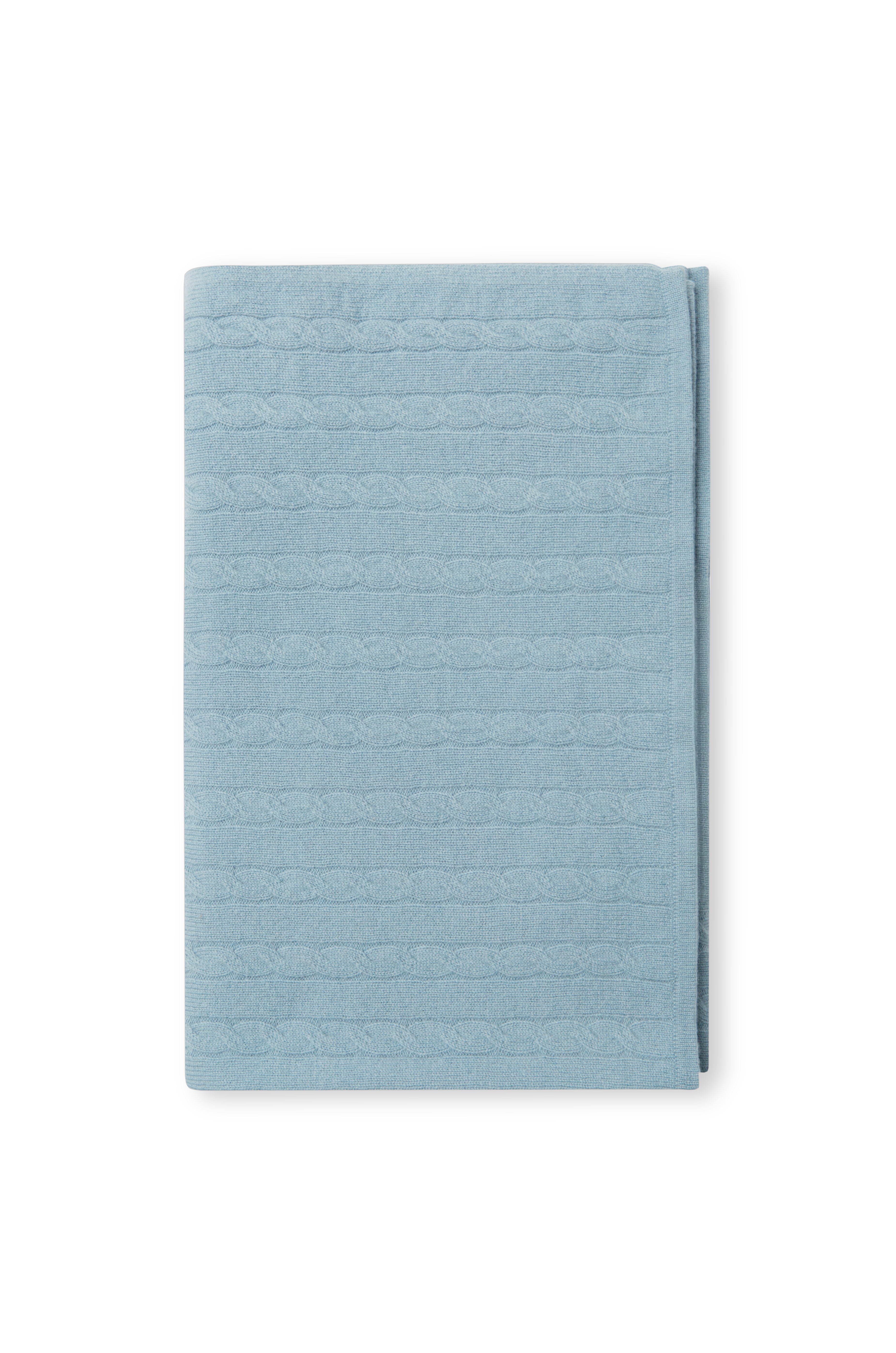 100% CABLE KNIT CASHMERE BLANKET SLATE BLUE