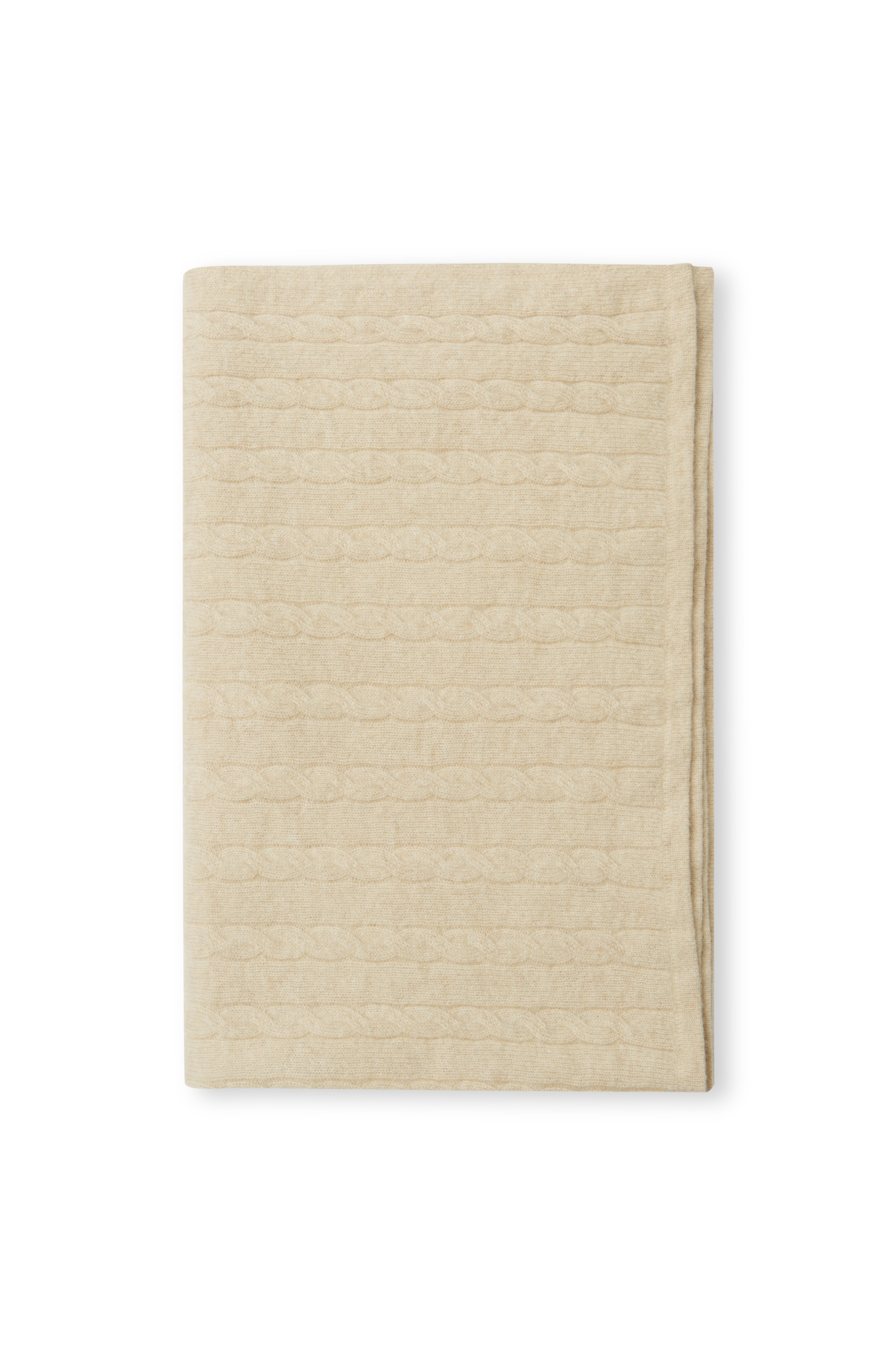 100% CABLE KNIT CASHMERE BLANKET SAND