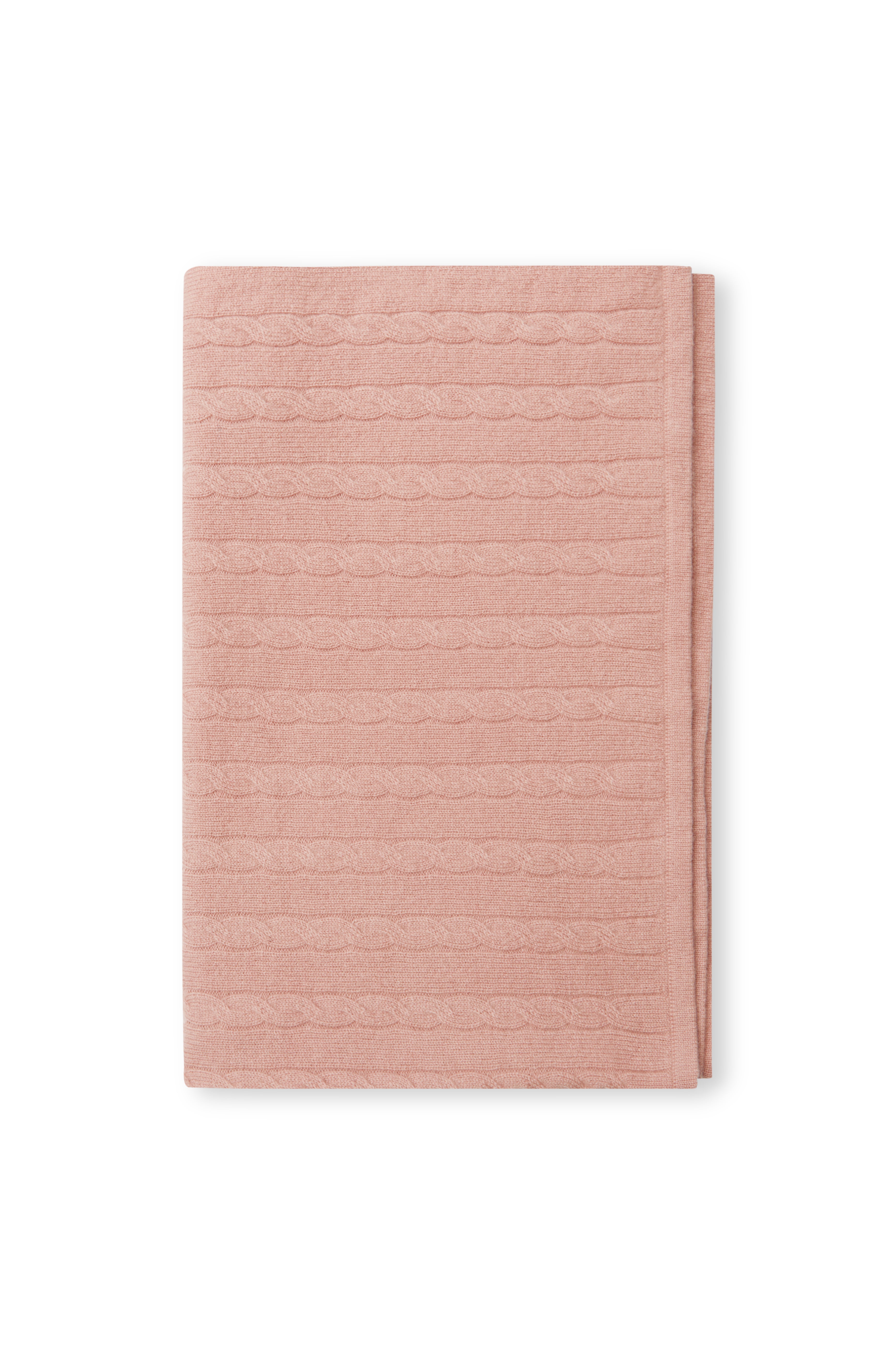 100% CABLE KNIT CASHMERE BLANKET DUSTY PINK